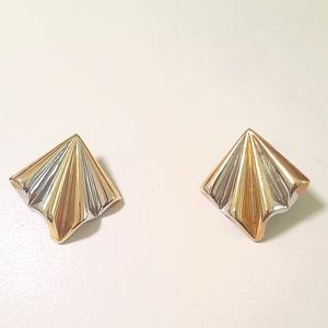 Vintage Yellow and White Gold Earrings 1990